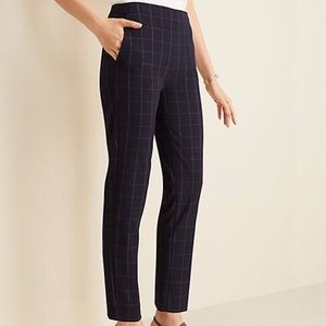 Side Zip Ankle Pant In Navy Windowpane Bi-Stretch